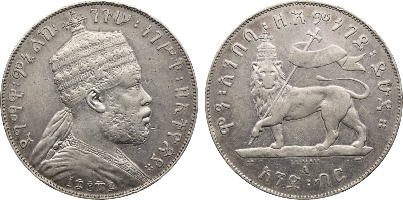 EE 1895 Ethiopia:Menelik II silver 1 Birr, KM-19. (27,90 g). XF/AU