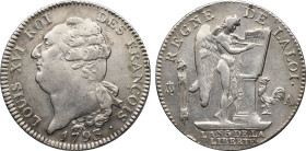 1793-A France: Louis XVI silver Ecu L'An 5, KM-615.1. (29,30 g). AU