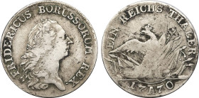 1770-A Germany: Prussia Friedrich II silver Taler, KM-306.1. (21,90 g). VF/XF