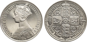 1847 Great Britain: Victoria Gothic silver Crown, Plain edge, Pobjoy Mint, (28,20 g). UNC/Proof