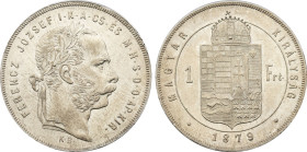 1879 Hungary: Franz Joseph I silver Forint, KM-453. (12,40 g). AU/UNC