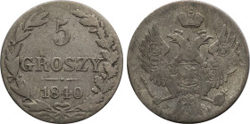 1840-MW Poland: Nicholas I silver 5 Groszy, KM-C111a. (1,40 g). XF