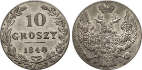 1840-MW Poland: Nicholas I silver 10 Groszy, KM-C113a. (2,90 g). AU
