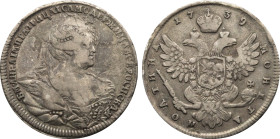 1739 Russia: Anna silver 1/2 Rouble (Poltina), KM-199.1. (13,20 g). VF/XF