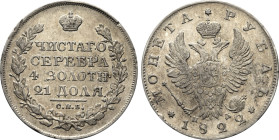 1822 CПБ-ПД Russia: Alexander I silver Rouble, KM-C130. (20,70 g). VF/XF