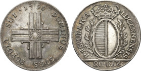 1795 Switzerland: Luzern silver 20 Batzen, KM-90. (15,20 g). XF/AU