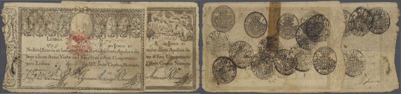 Portugal: set of 2 different notes 20.000 Reis 1826 P. 30,31, both in stronger u...