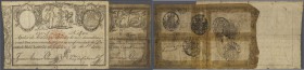 Portugal: set of 2 different notes 1200 Reis 1828 P. 32,33. The P. 32 is very strong used and taped all around (condition: G-), the P. 33 is better co...