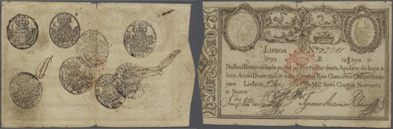 Portugal: 12.800 Reis 1828 P. 44, for this type of note it is a great condition:...