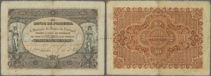 Portugal: 50.000 Reis 1888 P. 62, higly rare note in nice condition, center and ...