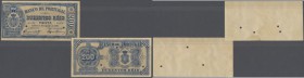 Portugal: 200 Reis 1891 Proof P. 63(p), consisting of 2 pieces, front and back seperatly printed, hole cancellations, no serial numbers, markings in a...