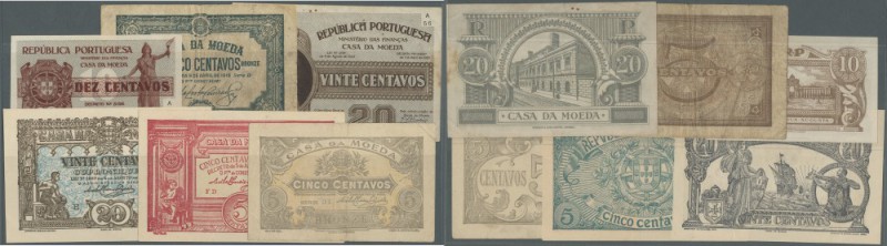 Portugal: set of 6 different small size notes containing 5 Centavos 1918 P. 97 (...