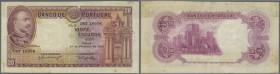 Portugal: 20 Escudos 1940 P. 143, pinholes at left border, staining at left side on back, paper thinning at upper border center, in spite of that very...