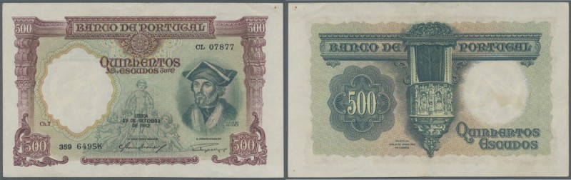 Portugal: 500 Escudos 1942 P. 155. This note is in slightly used condition with ...