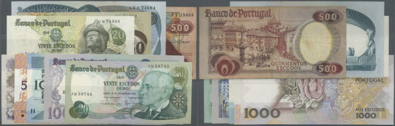 Portugal: set of 9 different banknotes containing 20 Escudos 1971 P. 173 (aUNC),...