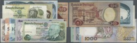 Portugal: set of 9 different banknotes containing 20 Escudos 1971 P. 173 (aUNC), 50 Escudos 1980 P. 174b (XF+), 1000 Escudos 1968 P. 175a (aUNC), 20 E...