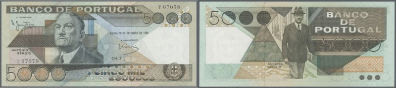 Portugal: 5000 Escudos 1980 P. 182a, in crisp original condition: UNC.