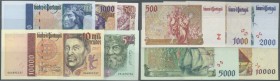 Portugal: complete set of 5 notes of the last banknote series from Portugal containing 500, 1000, 2000, 5000 and 10.000 Escudos P. 187c, 188d, 189c, 1...