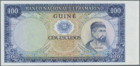 Portuguese Guinea: set of 4 banknote proofs 50, 100 and 500 Escudos ND Proof P. 44(p), 45(p), 46(p). The 500 Escudos Proof consists of 2 pieces, the f...