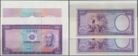 Portuguese Guinea:pair with a finished and an unfinished front proof for the 500 Escudos 1971. Both items with a vertical fold at right on the unfinis...