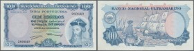 Portuguese India: 100 Rupees 1959 P. 43, light center and horizontal fold, 4 tiny stain dots on back, unfortunately pressed even it was not neccessary...