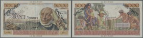 Reunion: 5000 Francs ND (1947) Specimen P. 48s, famous large size banknote with General Schoelcher at right. This example has a ”Specimen” perforation...