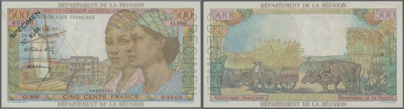 Reunion: 500 Francs ND(1960) Specimen P. 51s with specimen perforation at right ...