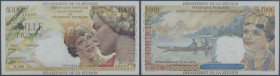 Reunion: 1000 Francs ND(1964) Specimen P. 52, a beautifully designed exotic note, rare Specimen type and rarely seen as PMG graded in great condition:...