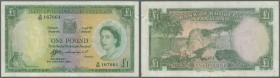 Rhodesia & Nyasaland: 1 Pound 1961 P. 21b in exceptional crisp and colorful condition with bright colors and without any holes or tears. Condition: VF...