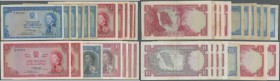 Rhodesia: Large high value set of 27 banknotes with portrait QE II notes from Rhodesia containing 10 Shillings 1964 P. 24 (1x VF, 5x F, 1x F-, 2x VG),...