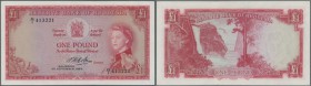 Rhodesia: 1 Pound 1964 P. 25. The note with portrait of Queen Elizabeth II at right is in crisp original and fresh color condition. There are only two...