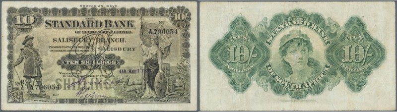 Rhodesia: 10 Shillings 1938 P. S146 in nice condition with strong paper and colo...