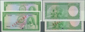 Saint Thomas & Prince: pair with 1000 Escudos 1964 Specimen and a proof print for the 1000 Escudos P.40. The Specimen in UNC with red overprint ESPECI...