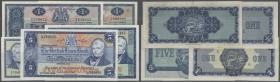 Scotland: The British Linen Bank set of 5 different notes containing 1 Pound 1964 P. 166c (F+), 5 Pounds 1962 P. 167a (XF), 1 Pound 1967 P. 168 (XF+),...