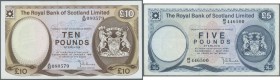 Scotland: The Royal Bank of Scotland set of 4 different notes containing 1 Pound 1970 P. 334a (F), 1 Pound 1981 P. 336a (UNC), 5 Pounds 1981 P. 337a (...
