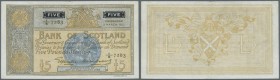 Scotland: 5 Pounds 1955 P. 99a, Bank of Scotland, light center fold and light handling in paper, no holes or tears, still crisp paper and original col...
