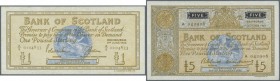 Scotland: set 2 notes Bank of Scotland containing 1 Pound 1966 P. 105a (XF) and 5 Pounds 1963 P. 106a (aUNC), nice condition set. (2 pcs)