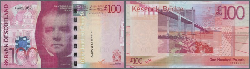 Scotland: Bank of Scotland 100 Pounds 2007 P. 128 in crisp original condition: U...