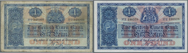 Scotland: The British Linen Bank set of 2 notes containing 1 Pound 1928 P. 156 (...