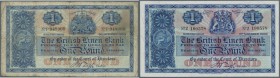 Scotland: The British Linen Bank set of 2 notes containing 1 Pound 1928 P. 156 (F-) and 1 Pound 1938 P. 157a (UNC). (2 pcs)