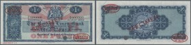 Scotland: 1 Pound 1963 Specimen P. 166cs with red ”Specimen” overprint in center on front, zero serial numbers, oval De La Rue seals in corners, 1 can...
