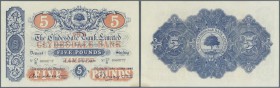 Scotland: The Clydesdale Bank 5 Pounds 1945 P. 186, never folded, no holes, no tears, crisp original condition with only a lightly stained lower right...