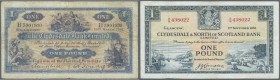 Scotland: 1 Pound The Clydesdale Bank 1941 P. 189b (F) and 1 Pound Clydesdale & North of Scotland Bank 1956 P. 191a (VF to VF-), nice set. (2 pcs)