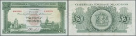 Scotland: Clydesdale & North of Scotland Bank 20 Pounds 1955 P. 193a, several folds and creases in paper but no holes or tears, light stain at right, ...