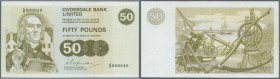 Scotland: Clydesdale Bank Limited 50 Pounds 1981 P. 209, light center fold, probably pressed dry but no holes or tears, condition: VF+ to XF-.
