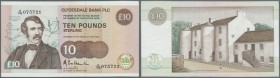 Scotland: Clydesdale Bank PLC 10 Pounds 1990 P. 214, light vertical folds, crisp paper, condition: VF+.