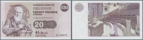 Scotland: Clydesdale Bank PLC 20 Pounds 1985 P. 215b, one light dint and one small stain dot at right, otherwise crisp original, condition: aUNC.