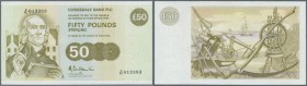 Scotland: Clydesdale Bank PLC 50 Pounds 1992 P. 222, only light vertical folds, no other damages, crisp original with bright colors, condition: VF+ to...