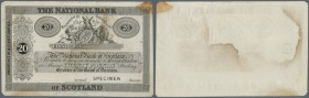 Scotland: The National Bank of Scotland Limited 20 Pounds ND(1862) Proof P. 238p, stamped Specimen at lower border, uniface printed on banknote paper,...
