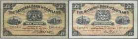 Scotland: The National Bank of Scotland Limited set of 2 notes containing 1 Pound 1928 P. 256 (F-) and 1 Pound 1943 P. 258b (VF-). (2 pcs)
